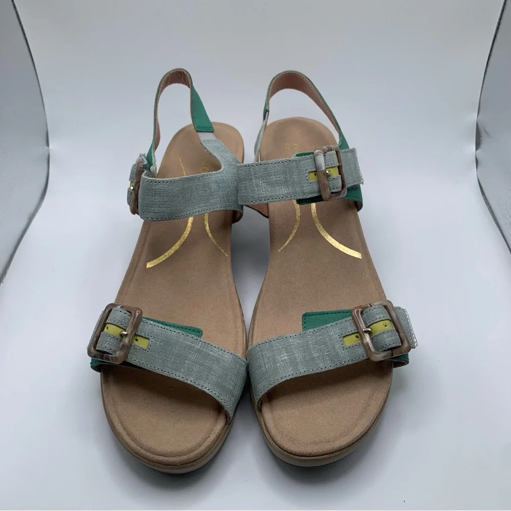 NWB NAOT Women's Intact Sandal Size 42 US 11 Jade Teal/Lime Silver heels 2466 - Picture 4 of 13